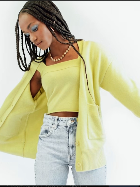 Original Use Sweaters - Original Use New Soft Chartruese Cardigan Women's V-Neck Sweater W/pockets Sz.XL